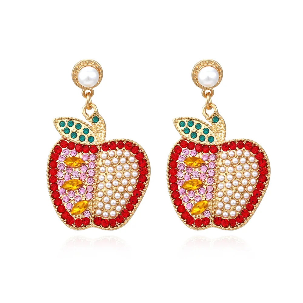 

Fresh Sweet Apple Women's Earrings With Free Shipping Cute Exaggerated Colorful Fruit Pearl Earrings Jewelry