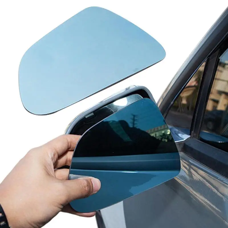 1 Pair Car Rearview Mirror Lens For Tesla Model 3/Y Anti Glare Wide Angle Large Vision Glass Lens Film Blue/White Lens For Tesla