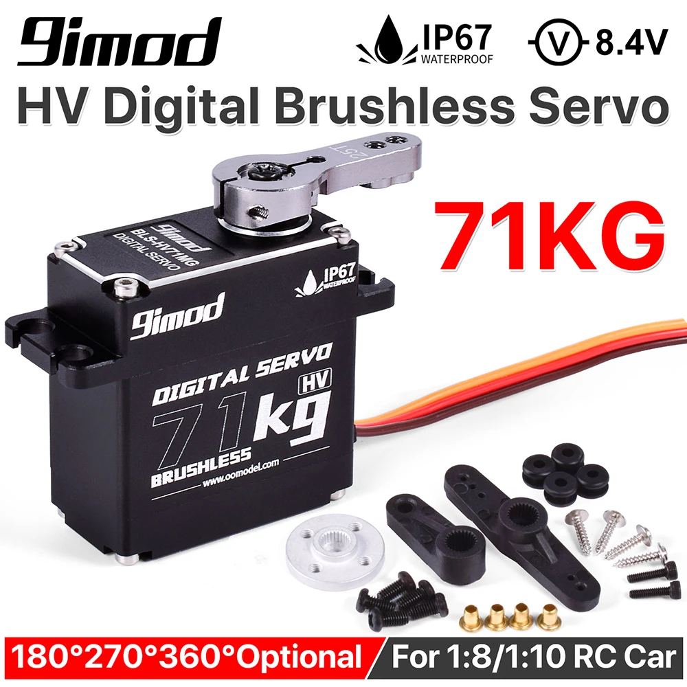 9iMOD RC Servo 71KG Waterproof Brushless Servo Metal Gear Steering High Speed High Torque Servo HV for 1/8 1/10 RC Car Robot