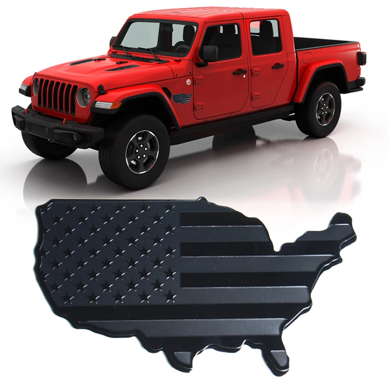 

1Pcs USA Black Flag Map Auto Fender Emblem for Cars Trucks Laptop Wall (Black with Thin Blue Line,17.7cm*10cm) Metal Stickers