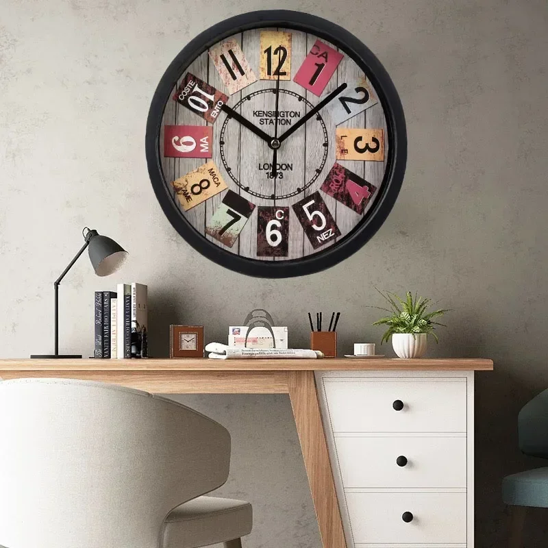Круглые Настенные часы в стиле ретро Креативные украшения на стену с номерным