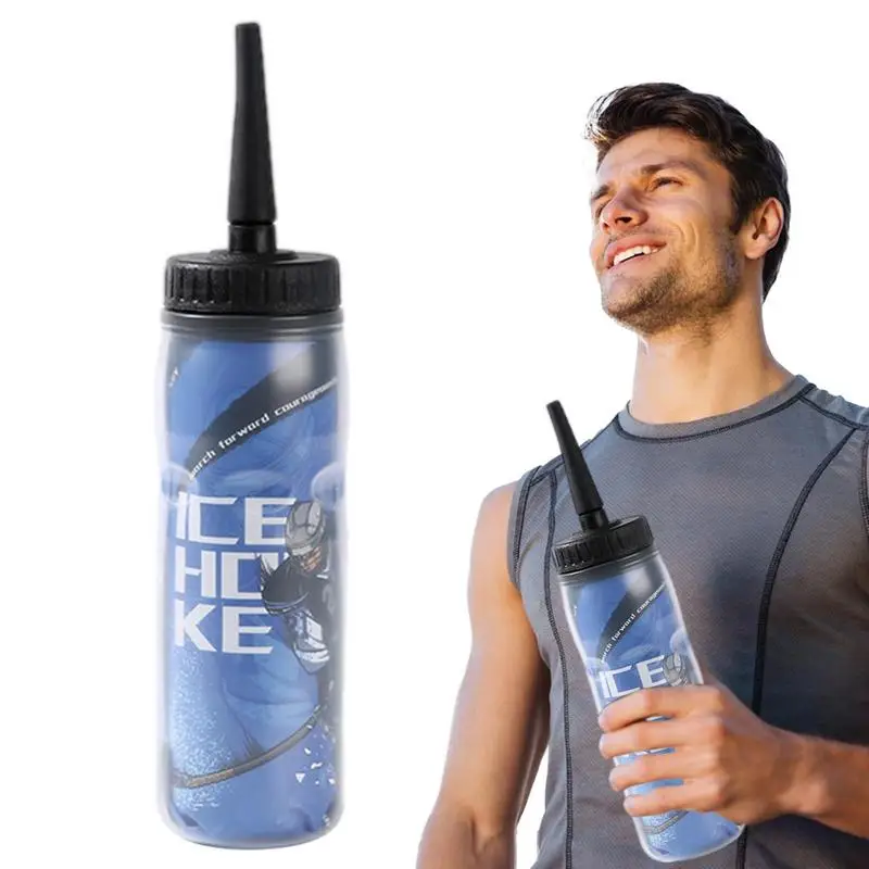 

Бутылка для воды для хоккея 600 мл, спортивные бутылки для воды с соломинкой, легкие бутылки с держателем для напитков для дома