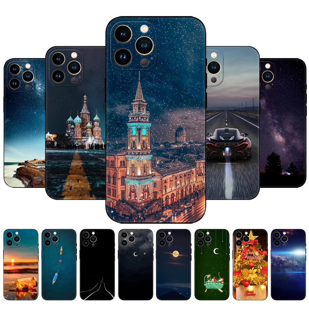 

For iphone 13 13 mini Cases For iphone 13 Pro Max iPhone13 iphone13Pro 13Pro Phone Back Cover black tpu case Moon cool