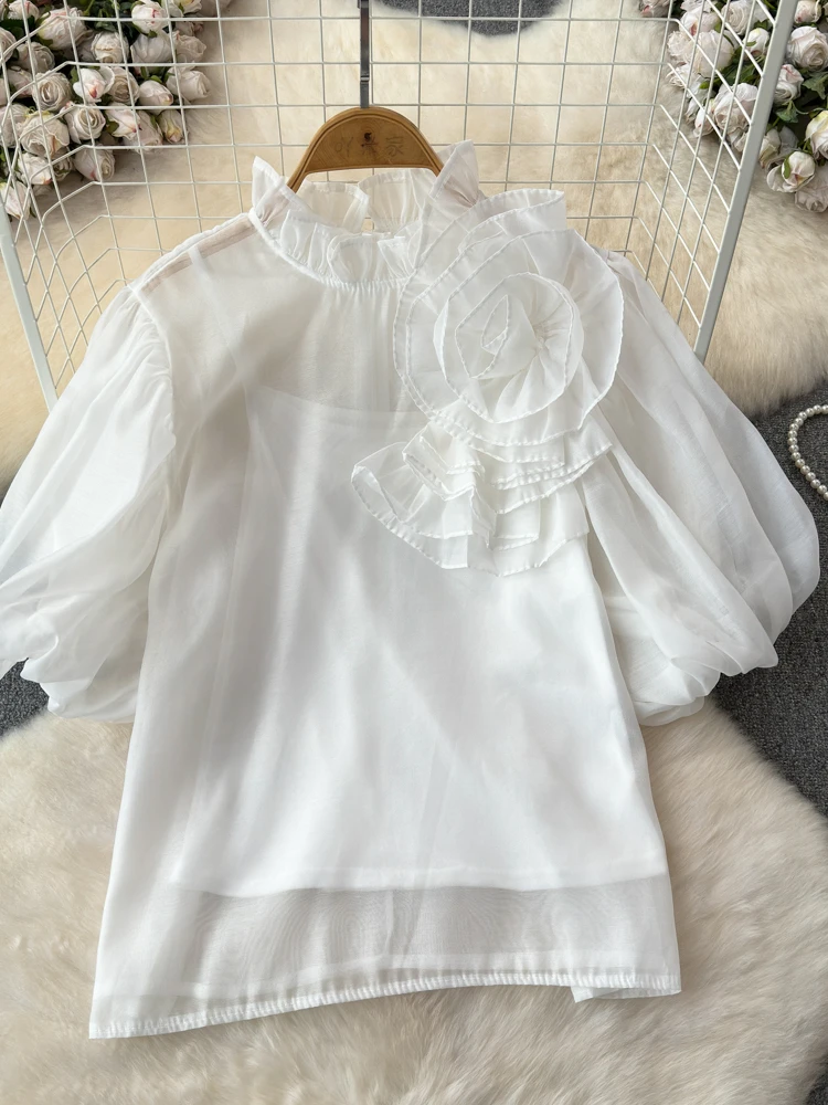 Шикарная модная однотонная универсальная шифоновая блузка Hikigawa + Белая кофта 2