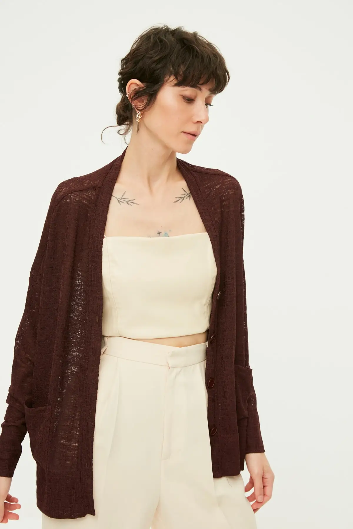 

Женский Кардиган бордовый красный Повседневный вязаный высококачественный модный кардиган свитеры свободный свитер джемпер