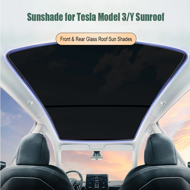 For Tesla Model 3 Model Y Sunshade Front & Rear Glass Roof Sun Shades with Skylight Reflective Covers Tesla Accessories