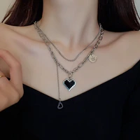 pixel style creative cute heart necklace for women high quality stainless waterproof clavicle chain choker pendant gift