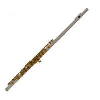premium professional flute two color silver plated gold key c key flute opening and closing hole 16 holes flute