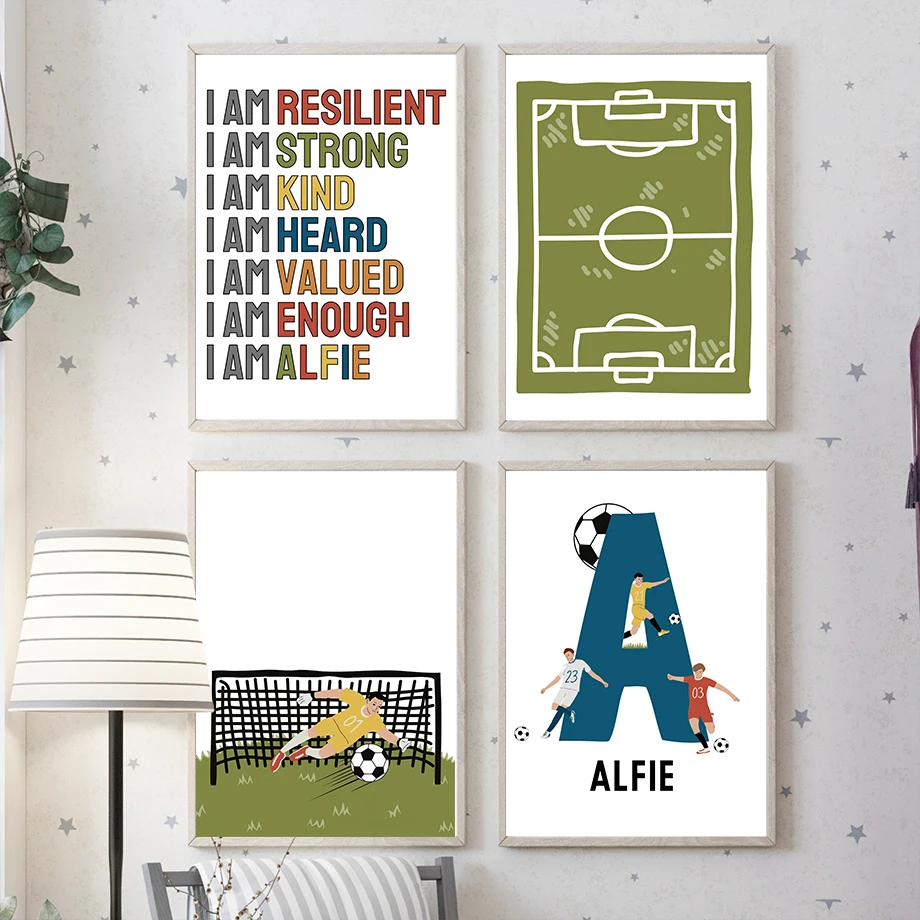 

Football Pitch Goalkeeper Sports Quotes Posters Prints Nordic Canvas Painting Cartoon Wall Art Pictures For Kids Room Decor