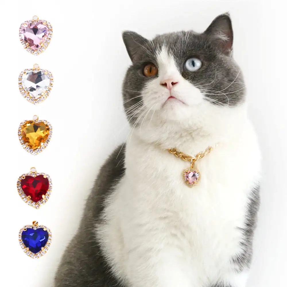 

Женский ошейник с кристаллами, модный празднивечерние ошейник для домашних животных, цепочка золотого цвета, Аксессуары для кошек, щенков, ...