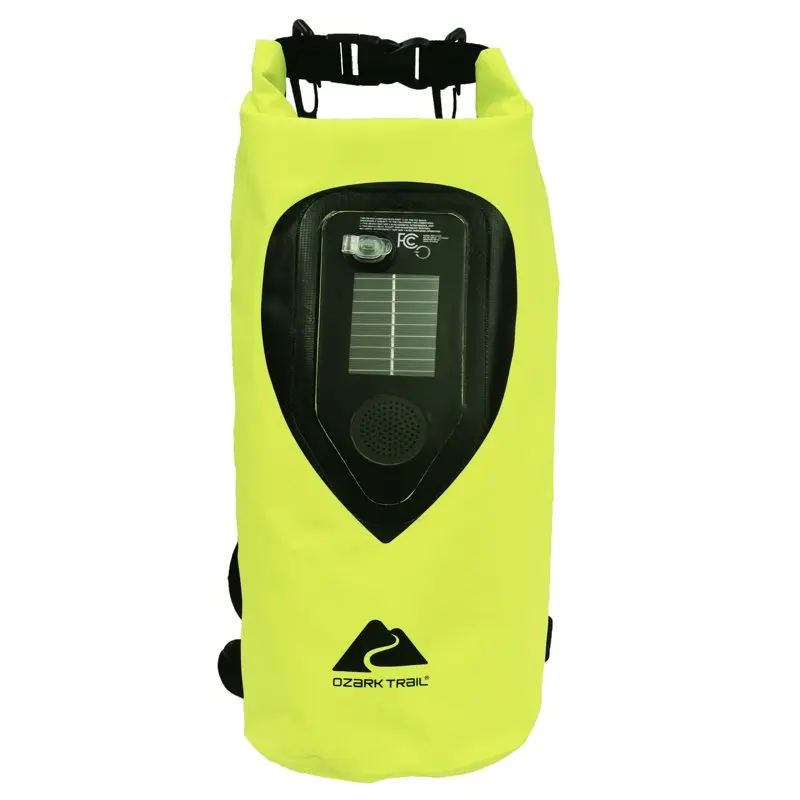 Ozark Trail Waterproof Portable Speaker Dry Bag with LED Lights, Waterproof Solar and USB Powered