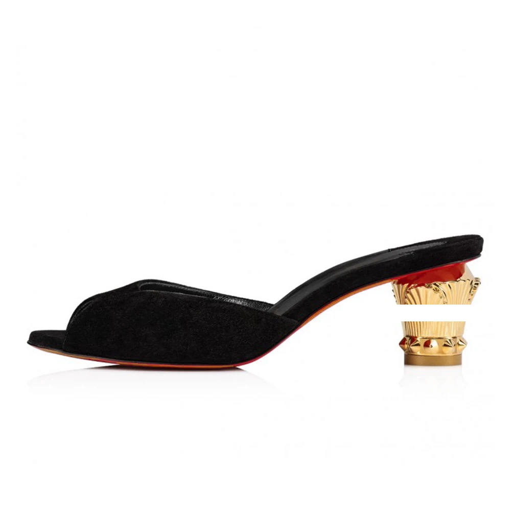 

Туфли женские на высоком каблуке, пикантные свадебные туфли, роскошные дизайнерские шлепанцы, с открытым носком, без застежки, на массивном ...