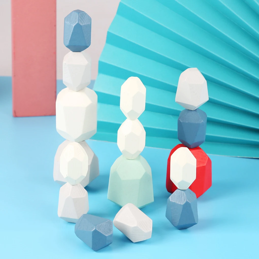 

Children Portable Wood Building Block Decorative Doll Kids Early Learning Hands-eye Coordination Toys 16 Pieces Type 1