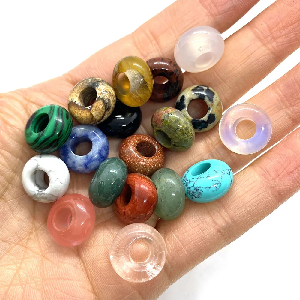 2pcs 17mm Natural Raw Stone Hair Beads and 8mm Hole Size Dreadlock Beads Dreadlocks Accessories Hair Jewelry for Braids