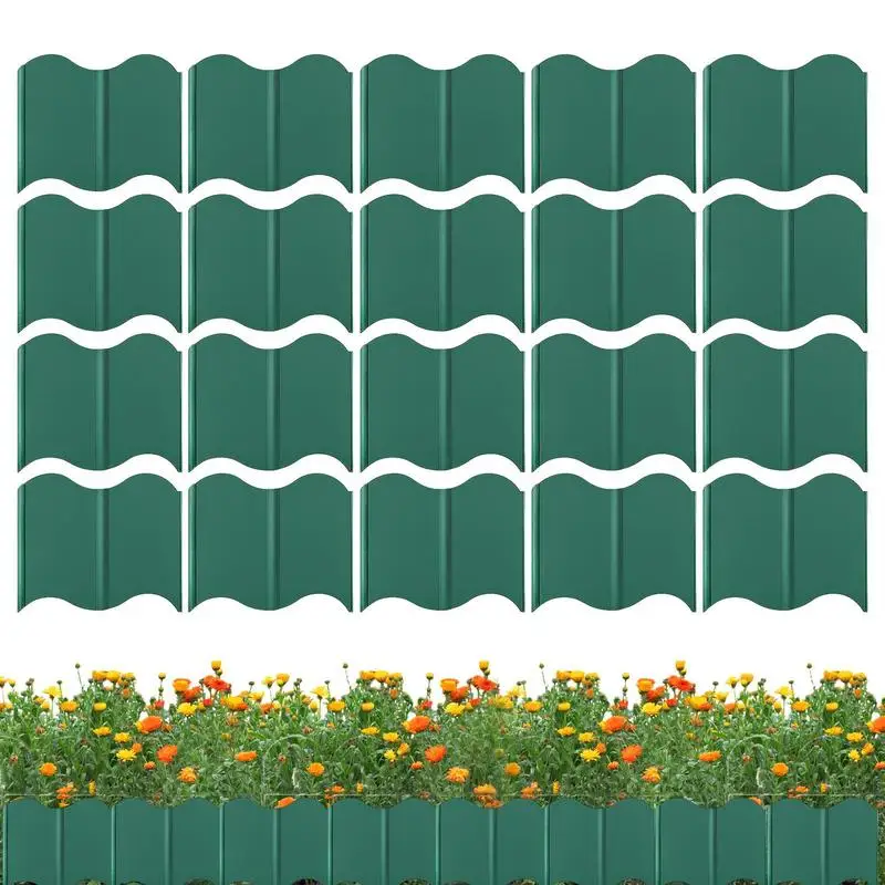 

20pcs Garden Border Plastic Garden Fence Outdoor Patio Easy Install Lawn Edging Rustproof Fencing Flower Bed Barrier Yard Decor