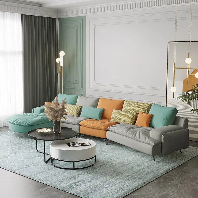 

Nordic cloth sofa living room simple modern light luxury ins wind corner imperial concubine Technology cloth latex sofa