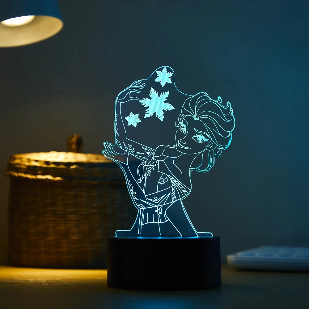 

Frozen Princess 3D Visual Lamp Anna Elsa Olfa Figurine LED Night Light Acrylic Illusion Table Lamp Home Decor Kids Toys