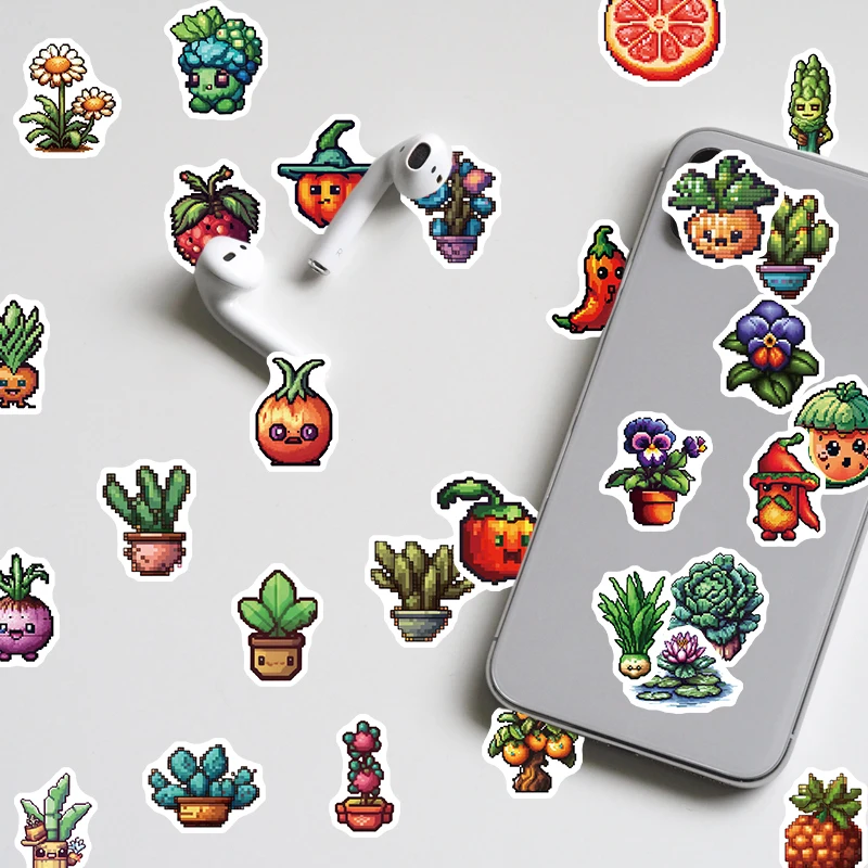 

10/100pcs Stickers Pixel Fruits Vegetables Funny Graffiti Skateboard Waterproof Luggage Sport DIY Laptop Car Stickers Decals Toy