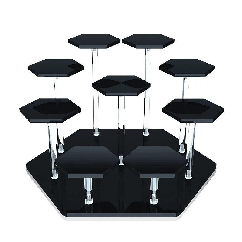 

Square Cosmetic Organizer Perfume Anime Storage Dessert Cupcake Stand Acrylic Showcase Mini Holder Figure Rack 9-tier Display