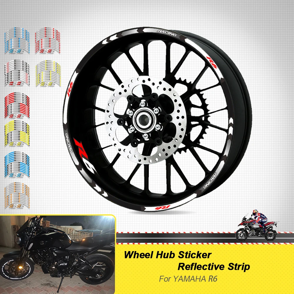 

Motorcycle Accessories Sticker Rim Tire Waterproof Decorative Decals Wheel Reflective Stripe Set For Yamaha YZFR6 YZF R6 17inch