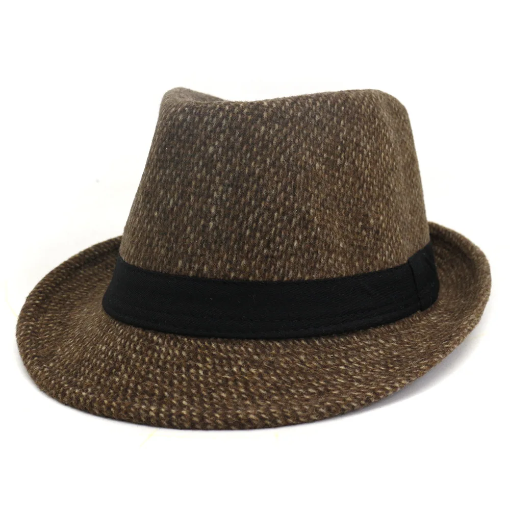 

Autumn Winter Women Men Wool Vintage Trilby Felt Fedora Hat Ribbon With Wide Brim Gentleman Elegant Short Brim top Jazz Caps