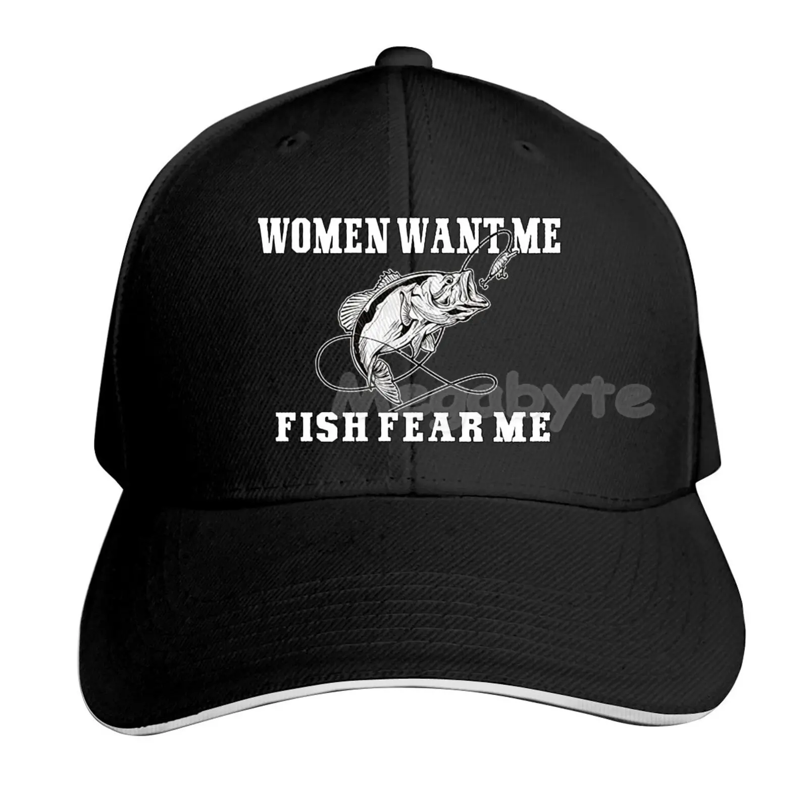 Women Want Me Fish Fear Me Sandwich Hat Washed Baseball Cap Trucker Hat Adult Unisex Adjustable Dad Fishing Hat images - 6