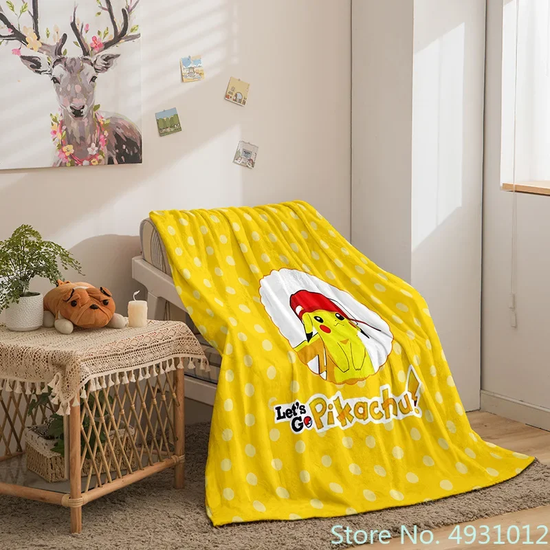 Фланелевое детское одеяло с Аниме Пикачу Покемон покрывало для кровати дивана