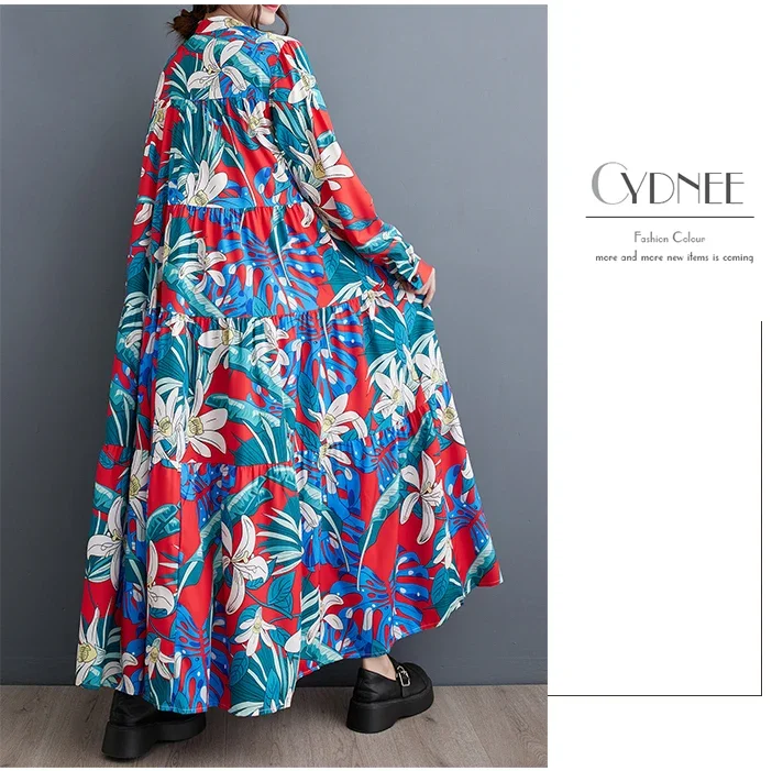 Женское платье-рубашка в несколько рядов большие размеры