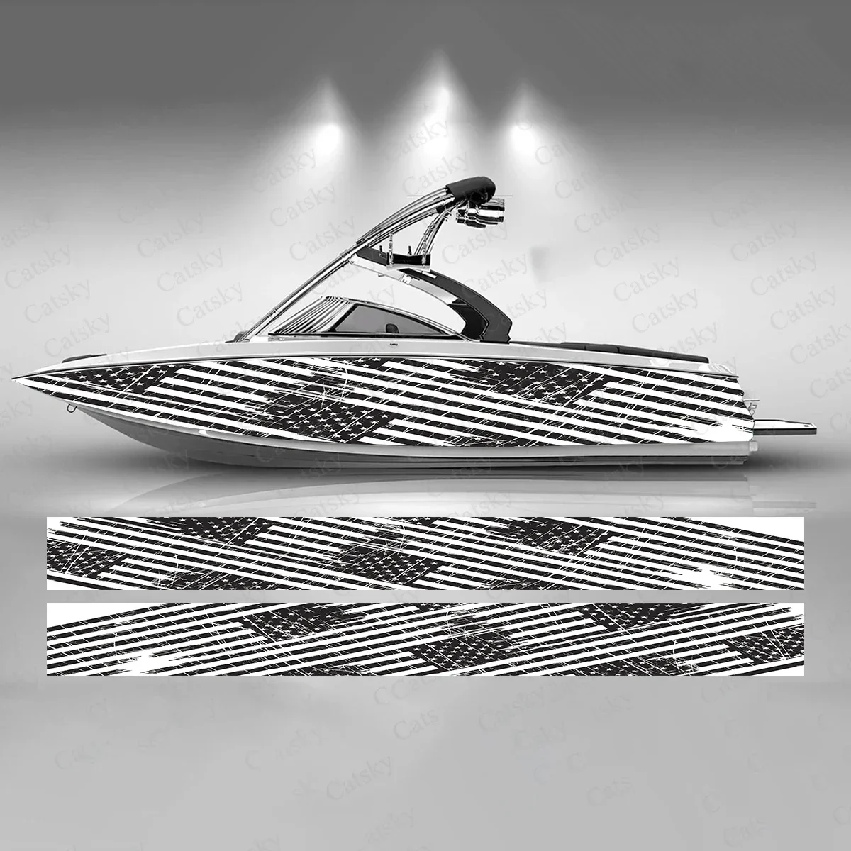 Черно-белая наклейка на лодку с американским флагом модная рыбную виниловая