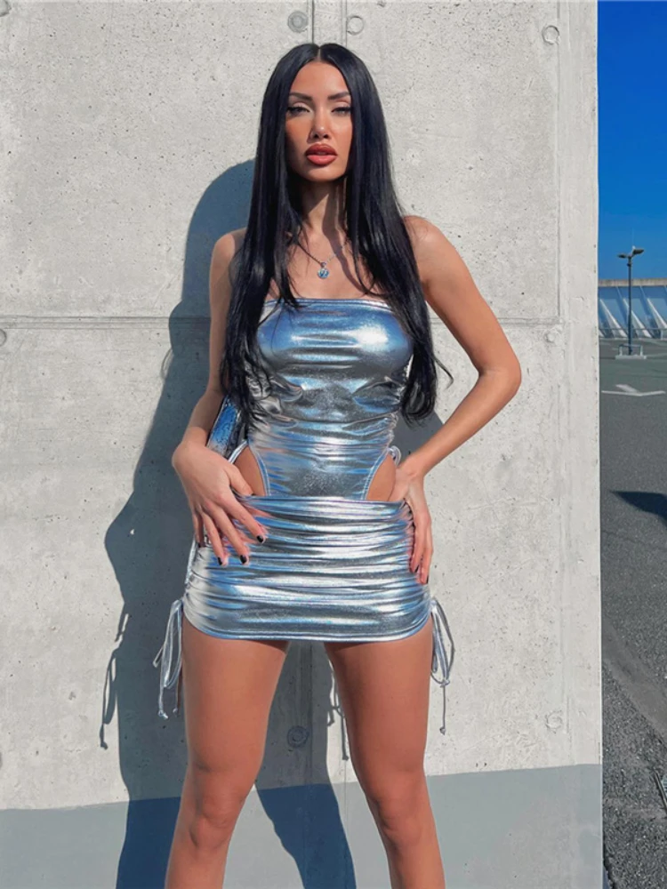 

Party Outfits for Women Strap Night Club Outfit Tube Top Bodysuit Women Slim Fit Folds Set of Two Fashion Pieces for Women