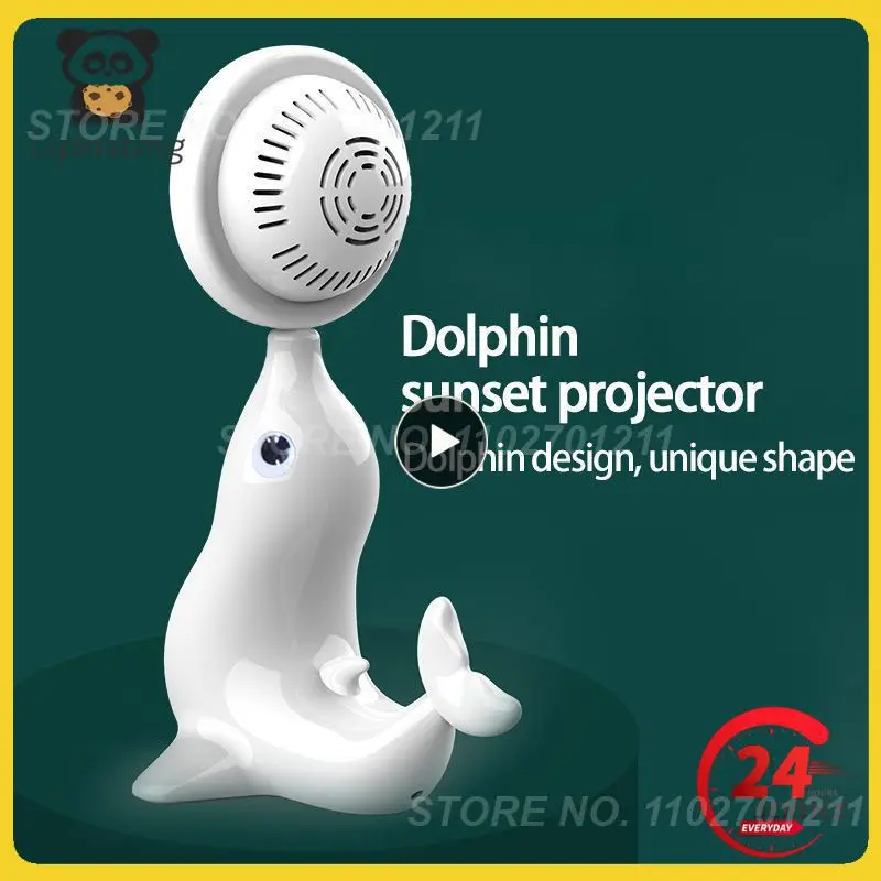 

Creative Projection Lamp Shell Rainbow And Mini Dolphin Sunset Flashing Bedside Light Toys Luminous Photo Supplies USB Charging