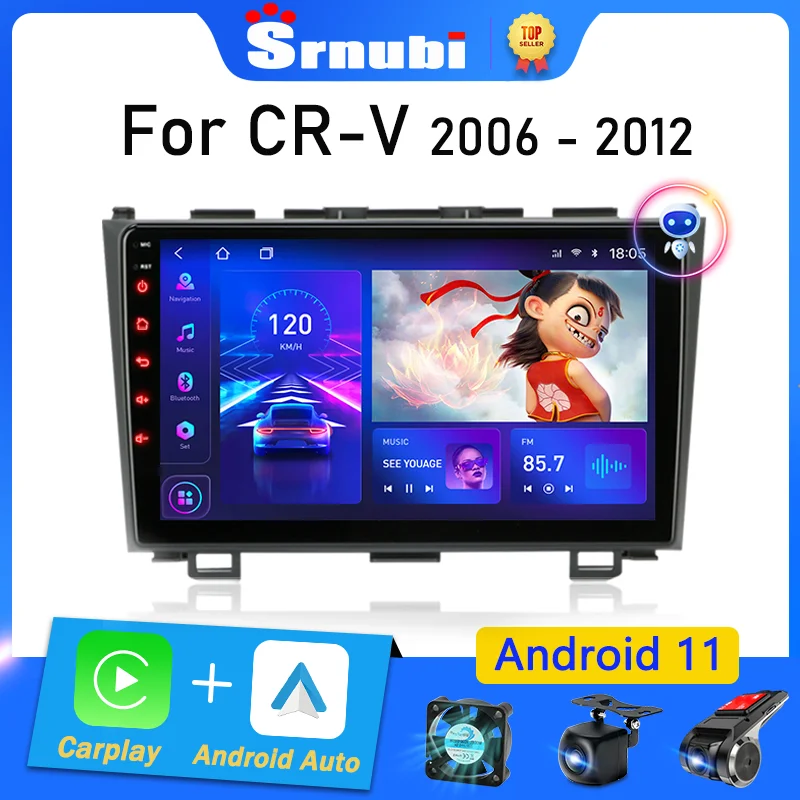 Srnubi Android 11 автомобильное радио для Honda CR-V 3 RE CRV 2007-2011 мультимедийный видеоплеер 2 Din навигация GPS Carplay DVD головное устройство