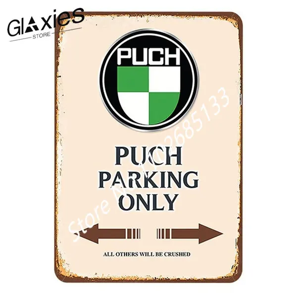 

Puch Motor Parking Sign Vintage Metal Tin Plate Retro Iron Painting Wall Decoration for Garage Outdoor Decor