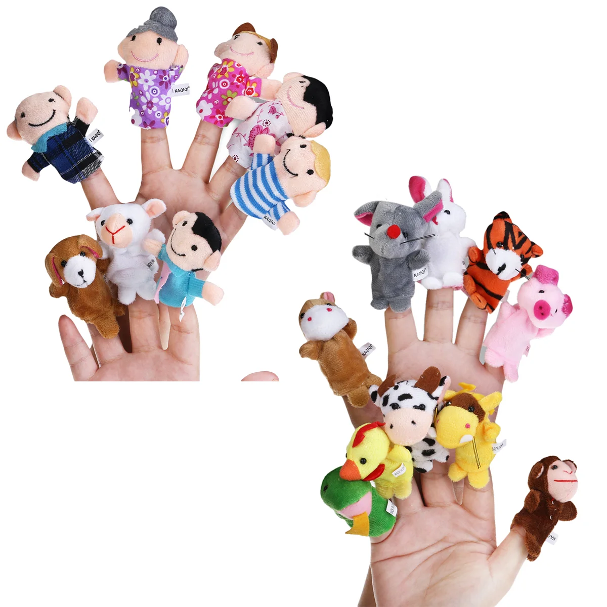 

18pcs Educational Toys Finger Puppets Story Time Finger Puppets 12 Animals & 6 People Family Members Accessories