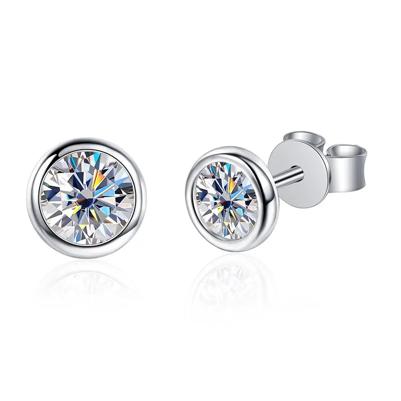 KNOB SPIN 1ct D Цвет Муассанит Серьги Стерлингового Серебра 925 Белое Золото Серьги-гвоздики Свадебные Обручальные Серьги Для Женщин (art.: 3920bee183ff3) - 3920bee183ff3