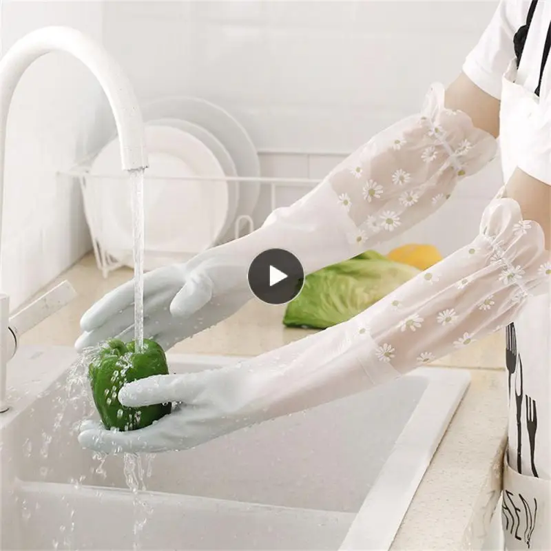 

Перчатки для мытья посуды с защитой от проколов осветляют манжеты из ПВХ водонепроницаемые резиновые перчатки легко носить удлиненные широкие манжеты