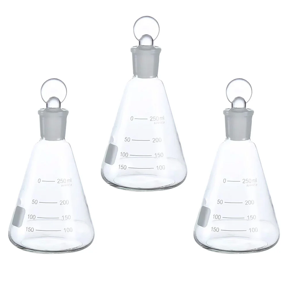 

3pcs Glass Conical Flasks Laboratory Thickened Flasks Experiment Supply