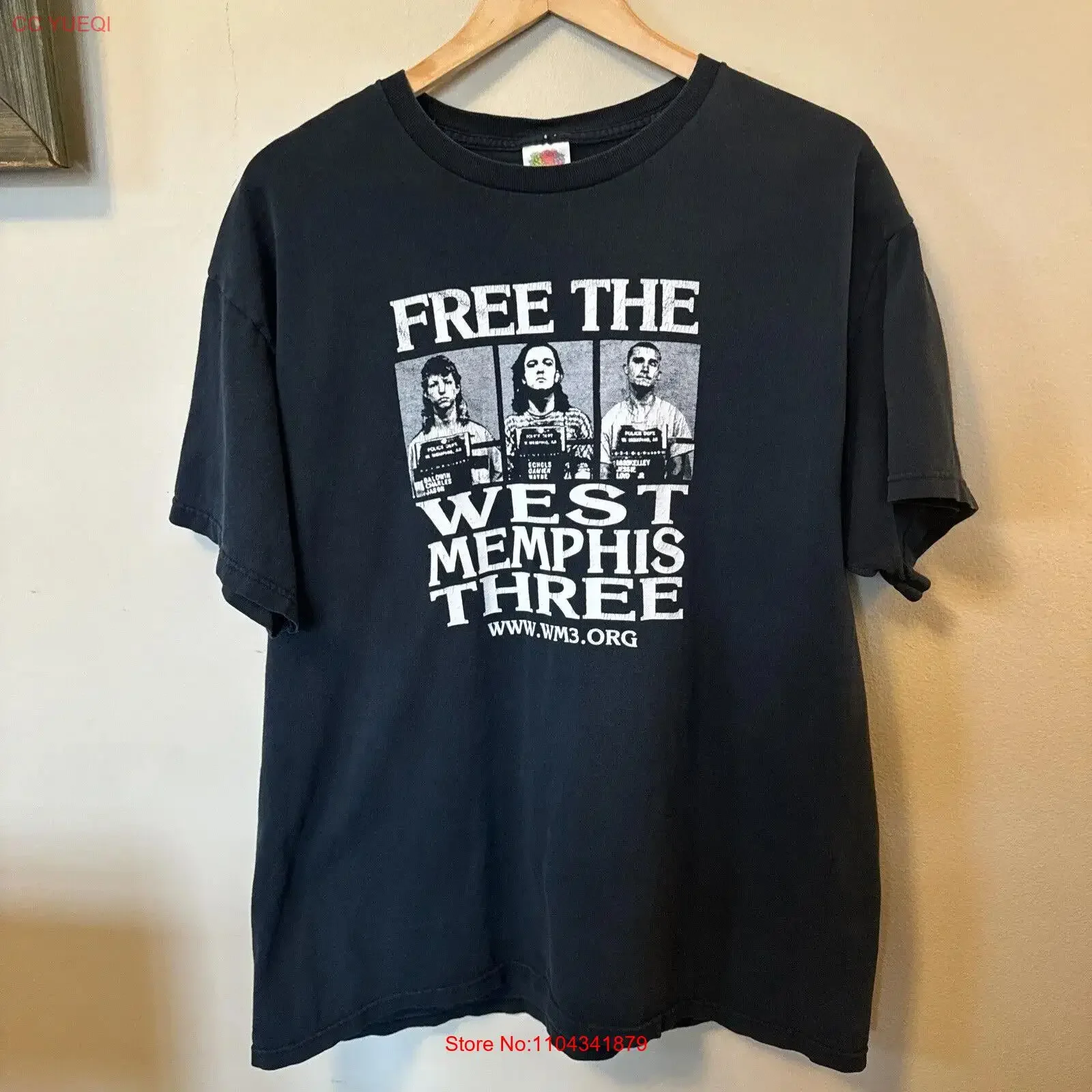 Винтажная футболка Free The West Memphis Three XL FOTL Tag Damien Echols черная с длинными или короткими