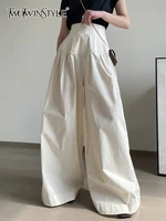 TWOTWINSTYLE Oversize Wide Leg Pants For Women Gathered Waist Spliced Ruched Casual Solid Long Trousers Female Clothing Summer 1