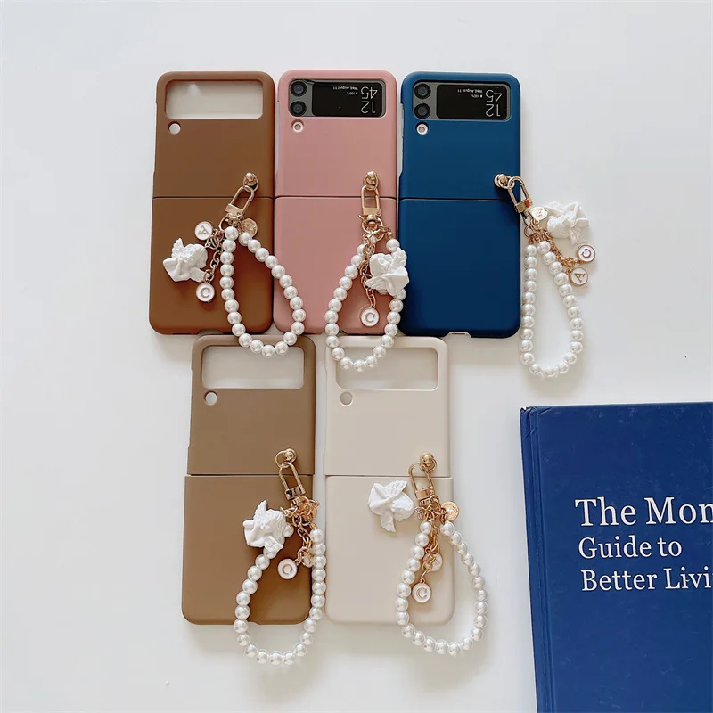 

Angel Pendant Beads Bracelet Phone Case for Samsung Galaxy Z Flip 3 Z Flip 4 Hard PC Back Cover for ZFlip3 ZFlip4 Case Shell