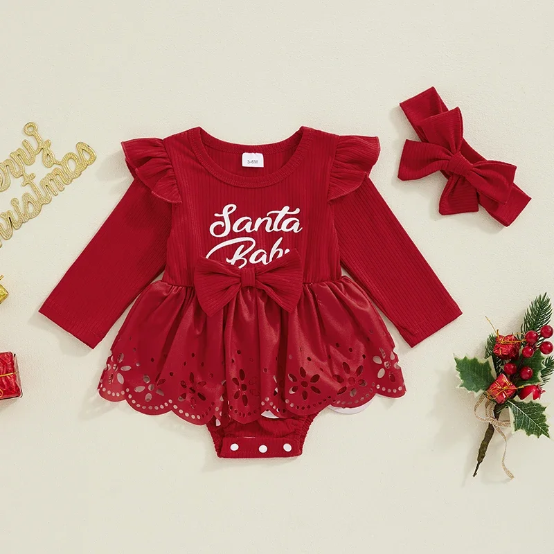 Новогодняя одежда для маленьких девочек Tregren боди с принтом в виде букв юбка