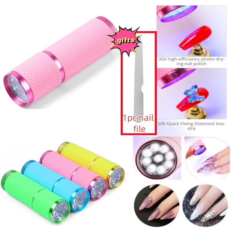

Mini UV Nail Lamp 9 LED Flashlight Portability Nail Dryer Machine Quick-drying Gel Nail Polish Phototherapy Lamp Nail Art Tool