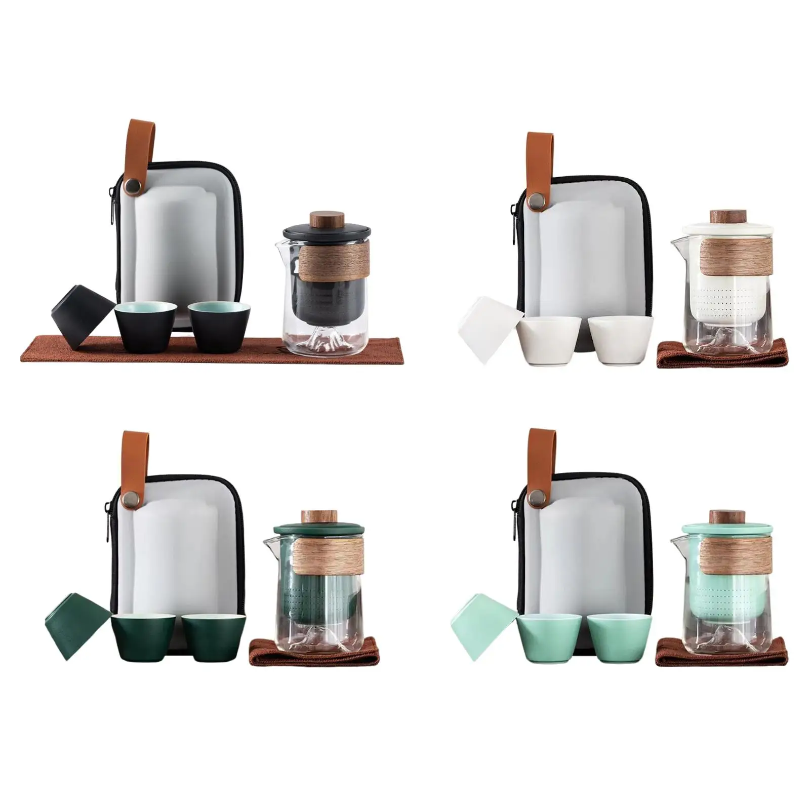 

Tea Set Kung Fu Teapot Infuser Tea Set Travel Tea Set Wood Handle Kung Fu Tea Pot with Lid for Traveling Outdoor Picnic Hotel