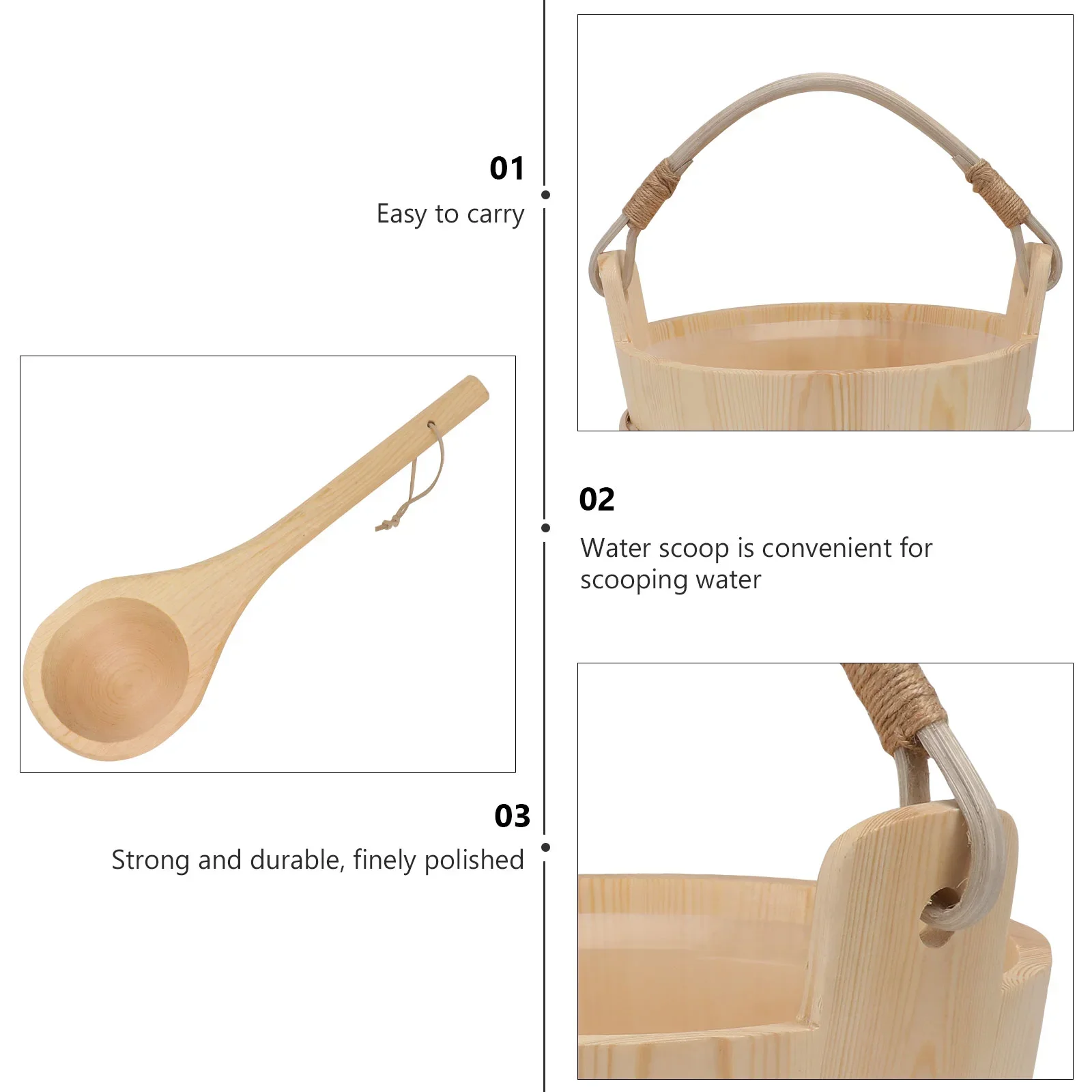 Деревянное ведро для сауны деревянная ложка воды и ванны набор спа аксессуаров