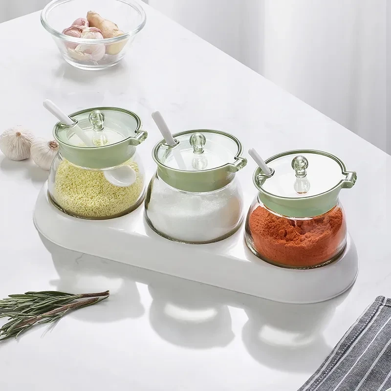 

Seasoning Box Set Multifunctional Combination Kitchen Supplies Glass Seasoning Bottle Oil Pot Salt Shaker Seasoning Jar