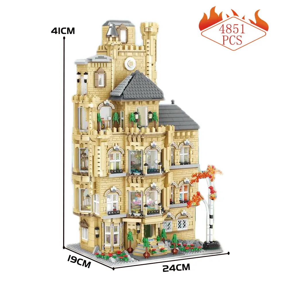 

Mini Blocks 01006 Creative Expert Street View Fun House European Style Castle Moc Modular Bricks Building Model Boy Toys 4851PCS