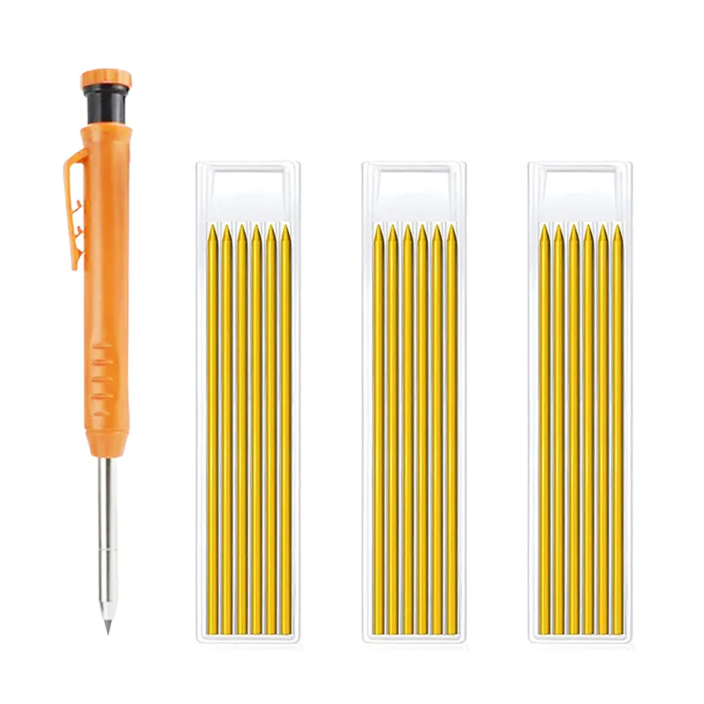 

Solid Carpenter Pencil For Construction With 24 Refill Leads Built-in EnY7 Deep Hole Mechanical Marker Tool Hand Tool Sets