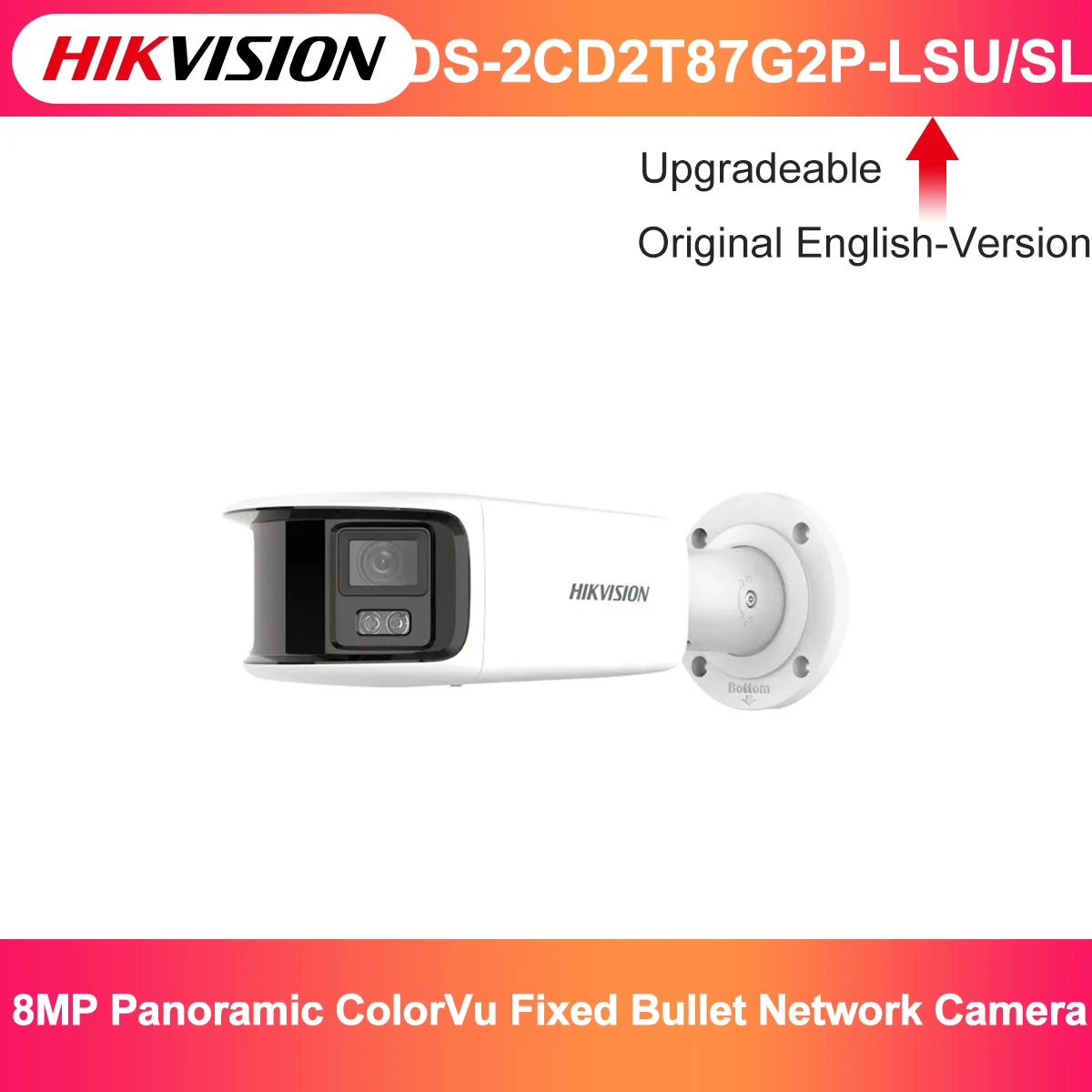 

Free shipping 8MP Panoramic ColorVu Fixed Bullet Network Camera DS-2CD2T87G2P-LSU/SL IP Camera POE Built-in Mic
