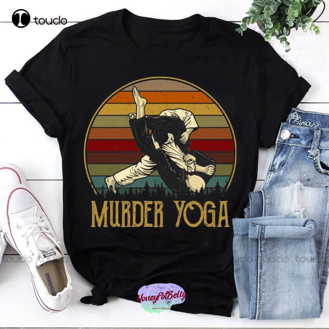 

Murder Yoga Jiu-Jitsu Vintage Retro T-Shirt Funny Brazilian Wrestling Shirt Jiu Jitsu Shirt Patriotic Shirts For Men Xs-5Xl