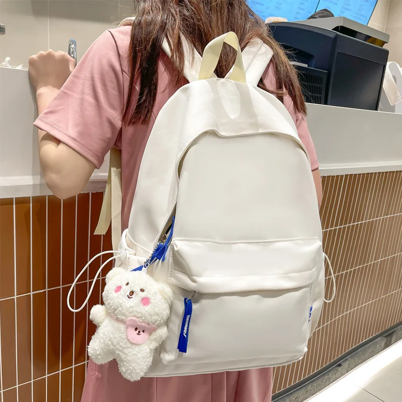 

Нейлоновый женский рюкзак, однотонный школьный ранец для девочек-подростков, крутая дорожная сумка, милый женский рюкзак в стиле преппи для...